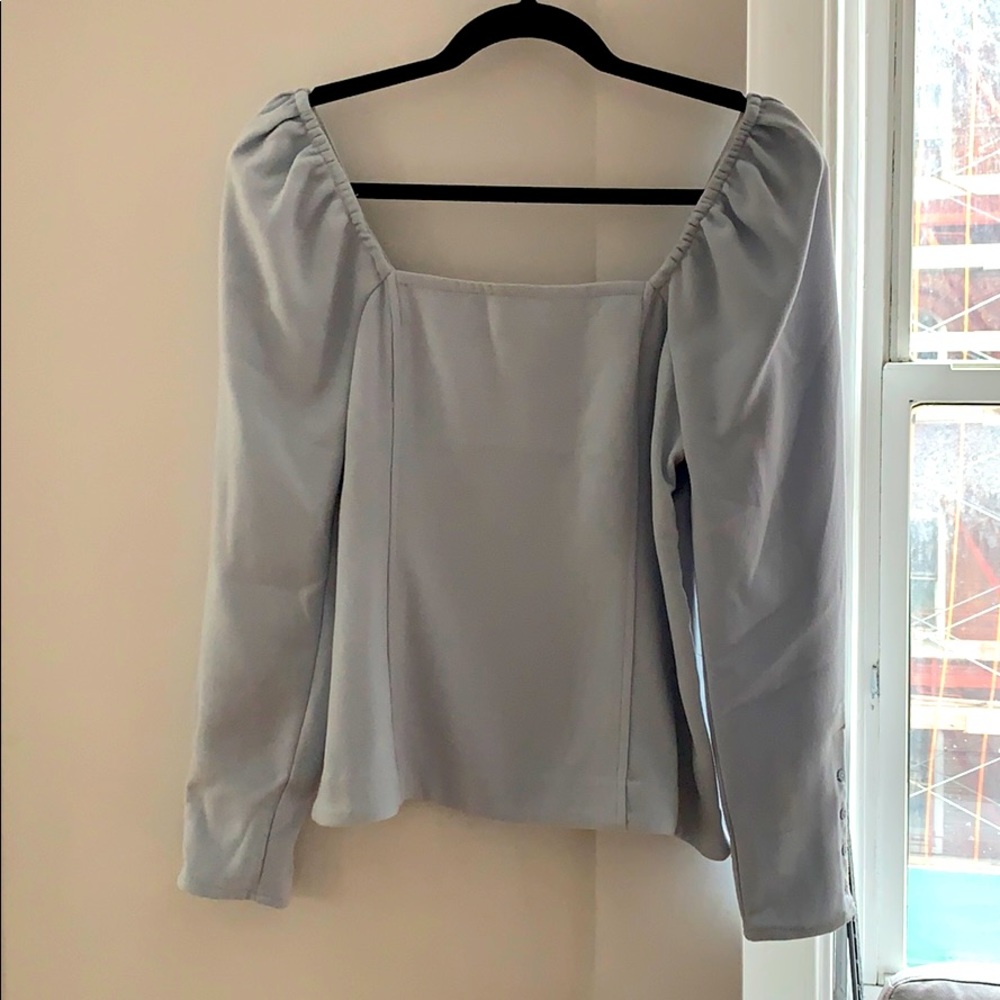 Something Navy x Nordstrom blue square neck top.